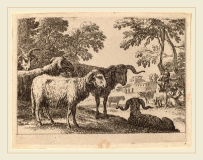Herman van Swanevelt (Dutch, c. 1600-1655), Rams, etching