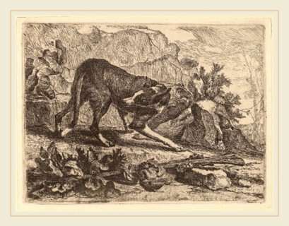 Jan Fyt (Flemish, 1611-1661), Landscape with Greyhound and Rifle, 1642, etching
