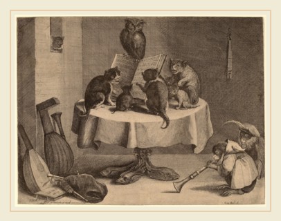 Coryn Boel after David Teniers the Younger (Flemish, 1620-1688), The Cat's Concert, engraving and