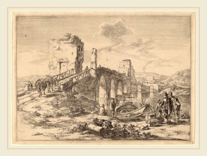 Jan Both (Dutch, 1615-1618-1652), The Ponte Molle, etching