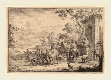 Peeter Bout (Flemish, 1658-1719), Huntsmen Resting, etching