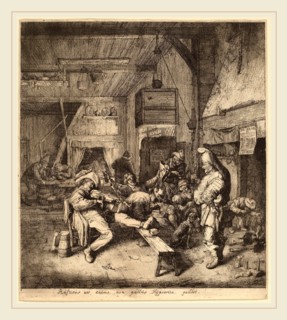 Cornelis Dusart (Dutch, 1660-1704), Violin Player Seated in a Tavern, 1685, etching and roulette