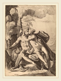 Jacob Matham after Hendrik Goltzius (Dutch, 1571-1631), Eros and Anteros, probably 1588, engraving