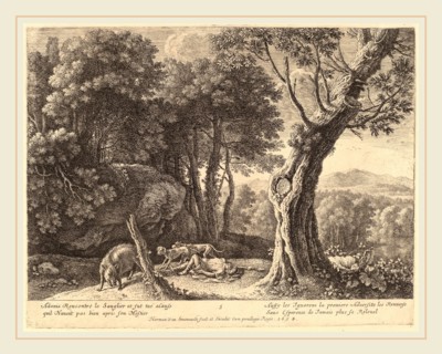 Herman van Swanevelt (Dutch, c. 1600-1655), Death of Adonis, etching