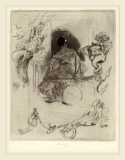 Félicien Rops (Belgian, 1833-1898), La DerniÃ¨re Maja, 1880, drypoint with etching and aquatint on