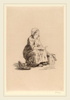 Félicien Rops (Belgian, 1833-1898), The Little Potato Peeler (La petite peleuse de pommes de