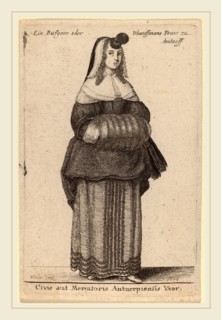 Wenceslaus Hollar (Bohemian, 1607-1677), Ciuis aut Mercatoris Antuerpiensis Vxor, 1650, etching