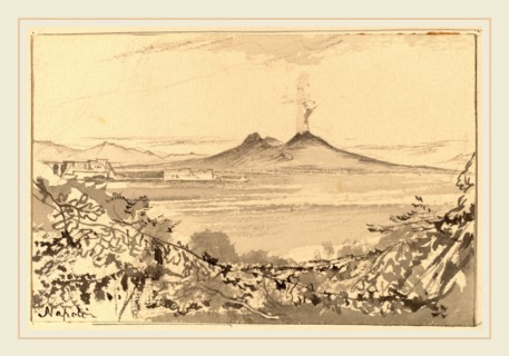 Edward Lear, Napoli, British, 1812-1888, 1884-1885, gray wash on wove paper, laid down on card