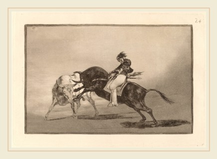Francisco de Goya, El mismo Ceballos montado sobre otro toro quiebra rejones en la plaza de Madrid