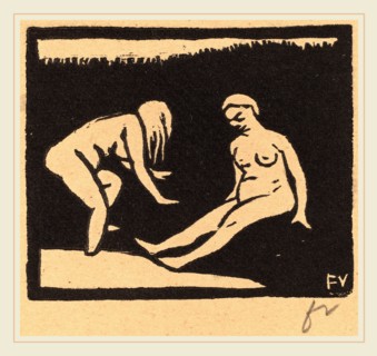 Félix Vallotton, Leaving the Water (La sortie du bain), Swiss, 1865-1925, 1893, woodcut in black on
