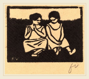 Félix Vallotton, Two Girls in Chemises (Deux fillettes en chemise), Swiss, 1865-1925, 1893, woodcut