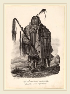 Karl Bodmer, Ein Monitari Indianer, Swiss, 1809-1893, 1839, lithograph