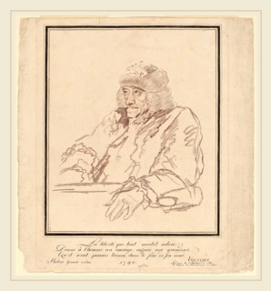 Jean Huber, Voltaire, Swiss, 1721-1786, 1790, stipple engraving in red