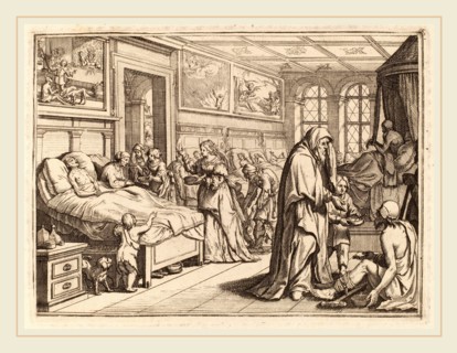 Conrad Meyer, Caring for the Ill, Swiss, 1618-1689, etching with engraving on laid paper