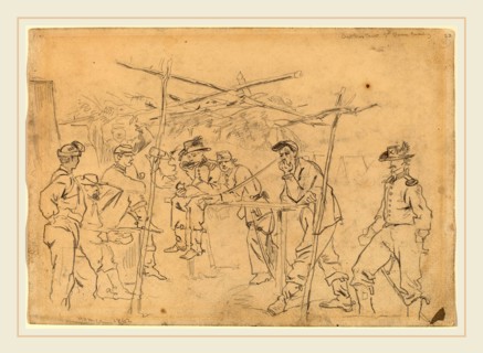 Winslow Homer, Sutler's Tent: 3rd Pennsylvania Cavalry [recto], American, 1836-1910, 1862, graphite