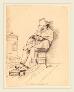 John Quincy Adams Ward, H.K. Brown, American, 1830-1910, 1859, pen and brown ink over graphite on