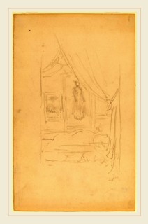 James McNeill Whistler, Sketch of Mrs. Godwin's Portrait when hung at the Society of British