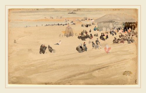 James McNeill Whistler, Beach Scene, American, 1834-1903, probably 1885, watercolor on off-white
