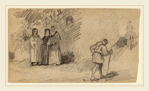 Elihu Vedder, Son and the Donkey, American, 1836-1923, c. 1859, graphite on wove paper