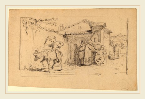 Elihu Vedder, Son and Donkey, American, 1836-1923, c. 1859, graphite on wove paper