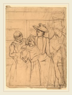 Mary Cassatt, In the Omnibus [recto], American, 1844-1926, c. 1891, black chalk and graphite on