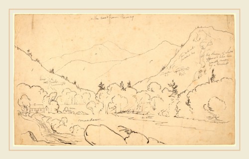 Thomas Cole, On the Road from Conway, American, 1801-1848, 1827-1828, pen and black ink over