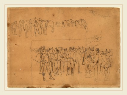 Winslow Homer, Officers and Horses at Rest, American, 1836-1910, 1862-1865, graphite on wove paper