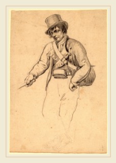 John Wesley Jarvis, Irish Fisherman, American, 1780-1840, black chalk and graphite on laid paper