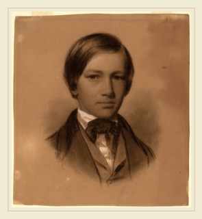 Eastman Johnson, Portrait of a Young Man, American, 1824-1906, black and white chalk