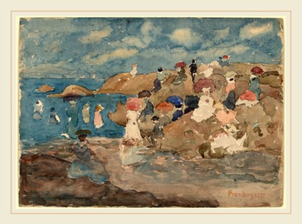 Maurice Brazil Prendergast, Revere Beach, American, 1858-1924, c. 1896, watercolor
