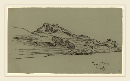 Elihu Vedder, Tmui of Ptolemy, American, 1836-1923, 1890, black crayon on green wove paper