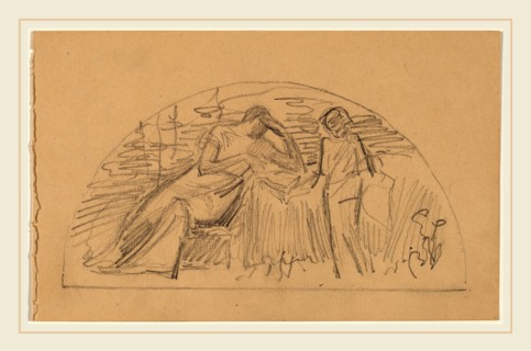 Charles Sprague Pearce, Study for a Lunette, American, 1851-1914, 1890-1897, graphite on tan wove