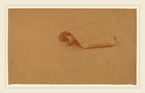 Charles Sprague Pearce, Study of a Scroll, American, 1851-1914, 1890-1897, brown pencil on wove