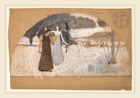 Charles Sprague Pearce, Studies for Lunettes, American, 1851-1914, 1890-1897, gouache, black conté