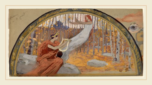 Charles Sprague Pearce, Study for a Lunette, American, 1851-1914, 1890-1897, gouache and black