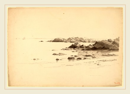 William Stanley Haseltine, Rocklined Beach with Distant Boats, American, 1835-1900, probably