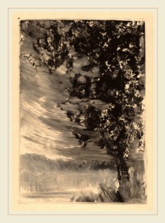 William Fowler Hopson, Moonlit Landscape with Tree at the Right, American, 1849-1937, c. 1903,