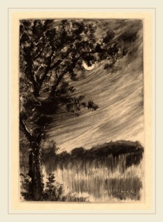 William Fowler Hopson, Moonlit Landscape with Tree at the Left, American, 1849-1937, c. 1903,