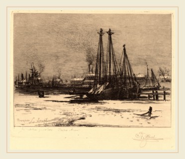Prosper Louis Senat, Winter Quarters-Cape Ann, American, 1852-1925, 1886, etching in black on