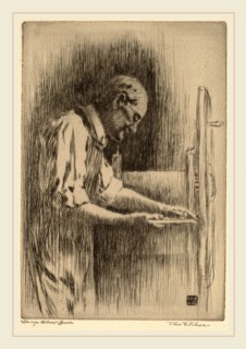 George Elbert Burr, The Etcher, American, 1859-1939, c. 1919, drypoint in greenish-black on laid