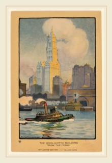 Rachael Robinson Elmer, The Woolworth Building from the Ferry, American, 1878-1919, 1914, halftone