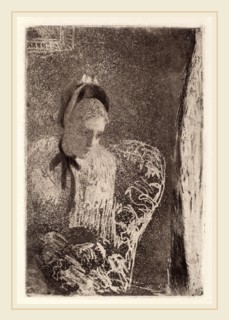 Mary Cassatt, Waiting, American, 1844-1926, c. 1879, aquatint and soft-ground etching