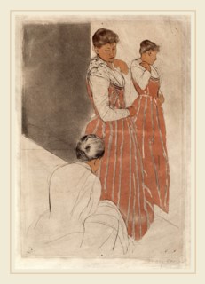 Mary Cassatt, The Fitting, American, 1844-1926, 1890-1891, color drypoint and aquatint