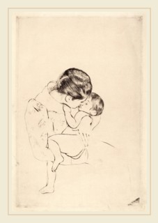 Mary Cassatt, Mother's Kiss, American, 1844-1926, c. 1891, drypoint