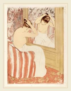 Mary Cassatt, The Coiffure, American, 1844-1926, c. 1891, color drypoint and soft-ground etching on