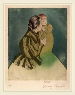 Mary Cassatt, Peasant Mother and Child, American, 1844-1926, c. 1894, color drypoint and aquatint