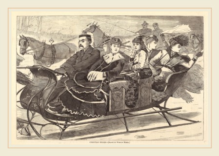 after Winslow Homer, Christmas Belles, published 1869, wood engraving