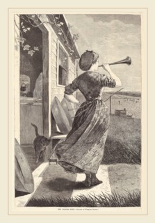 after Winslow Homer, The Dinner Horn, 1870, woodcut on wove paper