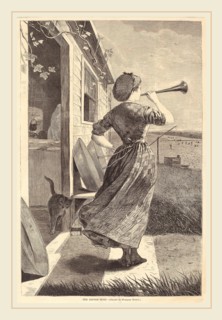 after Winslow Homer, The Dinner Horn, published 1870, wood engraving