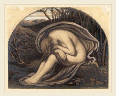 Elihu Vedder, The Magdalene, American, 1836-1923, c. 1884, crayon, gouache, gold paint, and